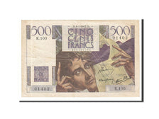 Banknot, Francja, 500 Francs, Chateaubriand, 1947, 1947-01-29, EF(40-45)