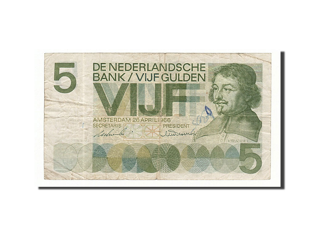 Netherlands, 5 Gulden, 1966, KM #90a, 1966-04-26, VF(20-25), 5HV059303