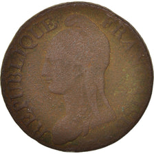 France, Dupré, Decime, 1795, Lyon, VG(8-10), Bronze, KM:636.2, Gadoury:184