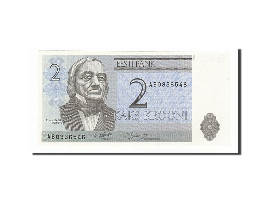 Billet, Estonia, 2 Krooni, 1992, NEUF