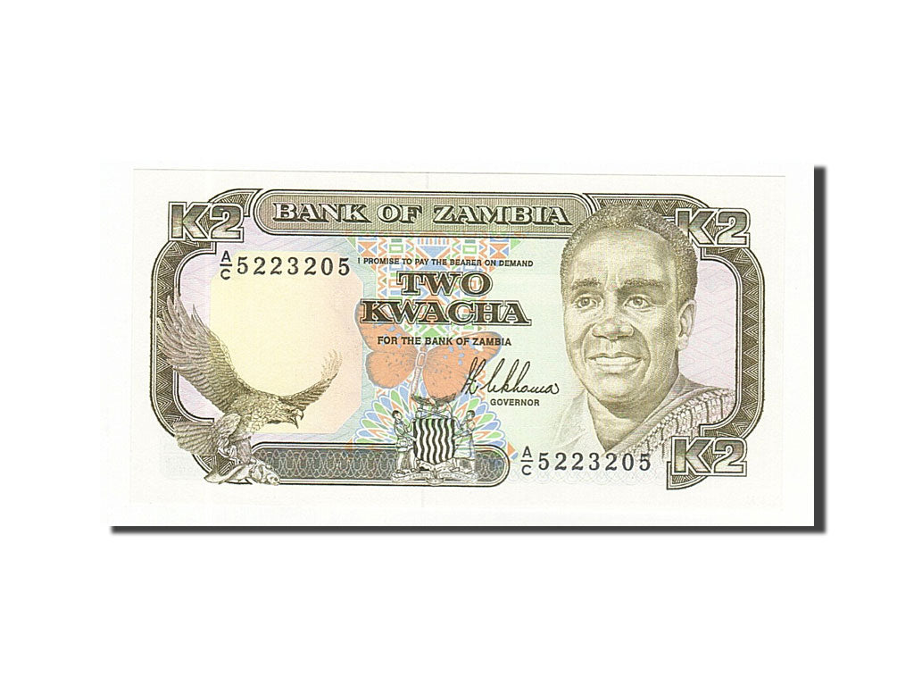 Zambia, 2 Kwacha, 1989, KM #29a, UNC(65-70), A/C 5223205