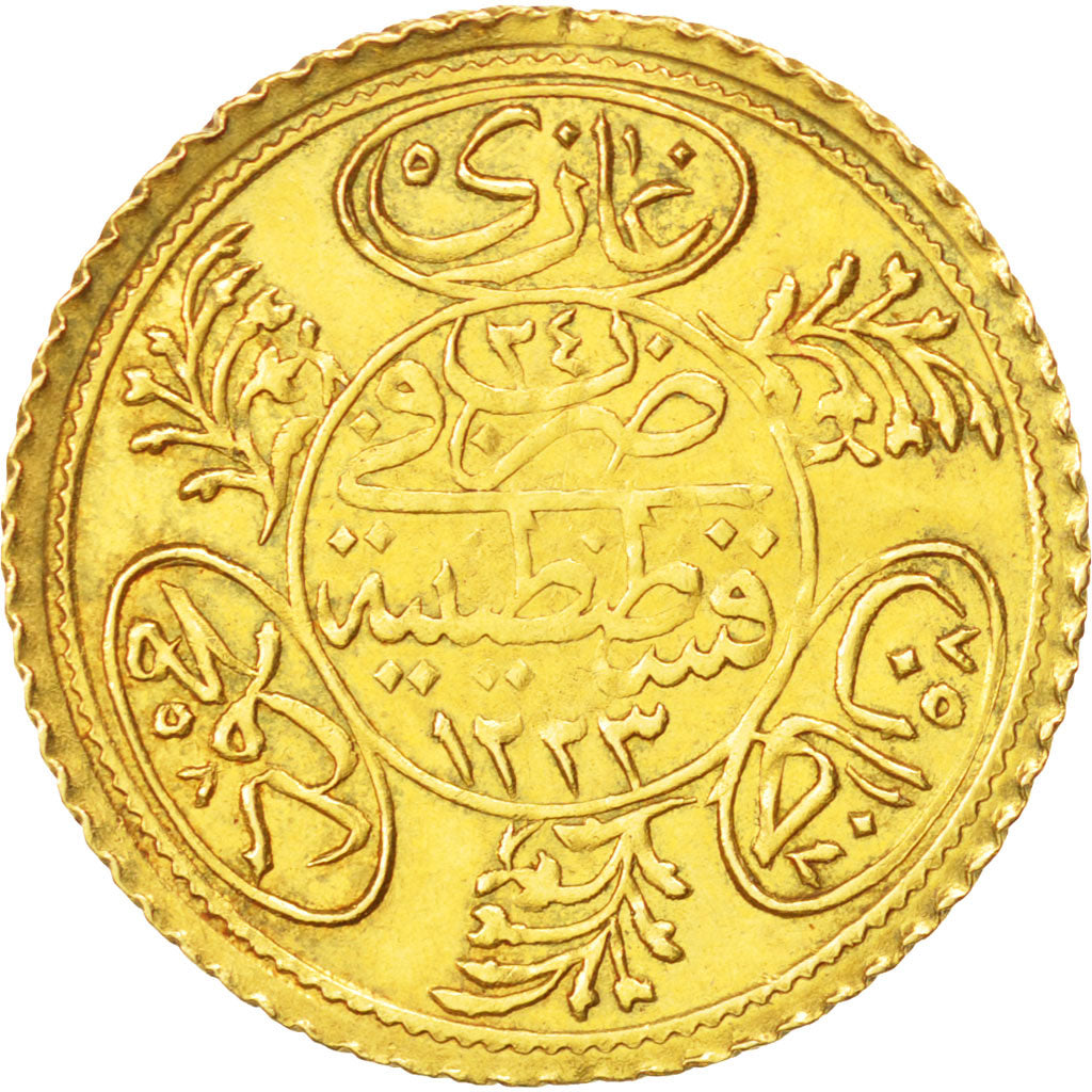 Turkey, Mahmud II, Hayriye Altin, 1831, Edirne, AU(50-53), Gold, KM:648