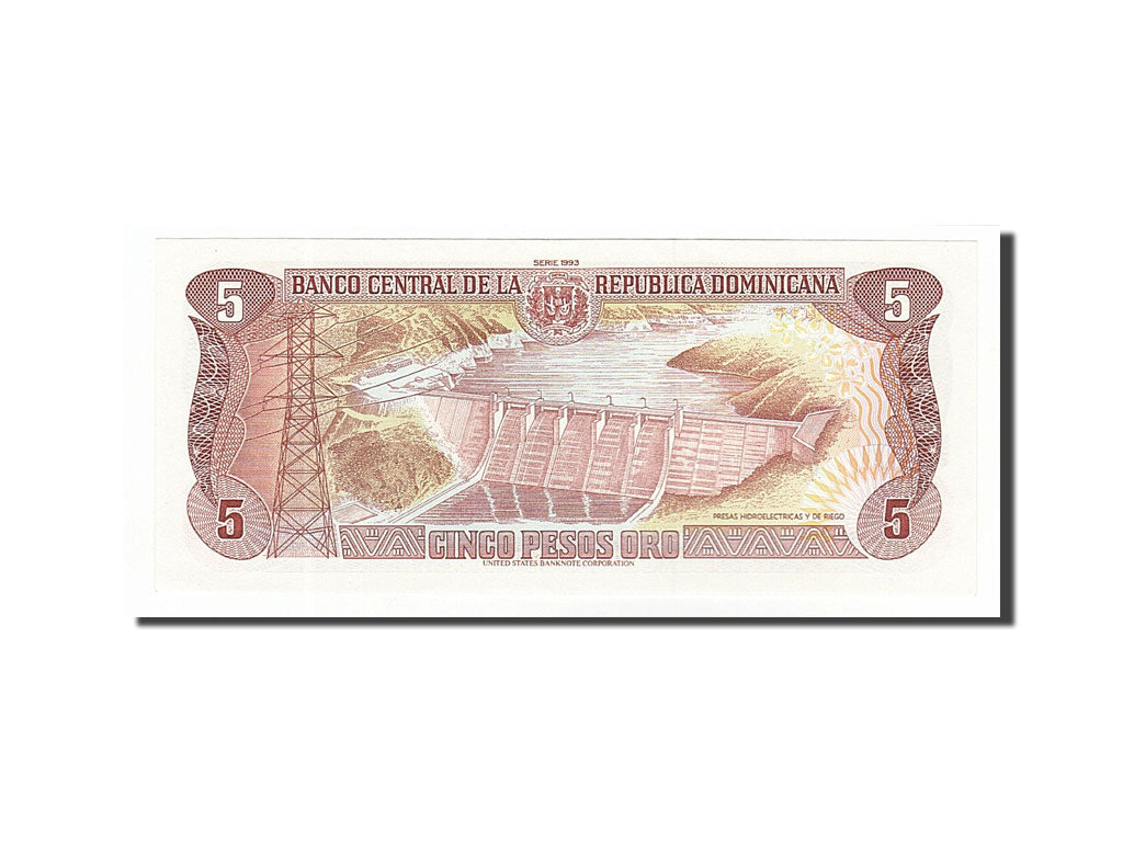 Dominican Republic, 5 Pesos Oro, 1993, KM #143a, UNC(65-70), E659002E