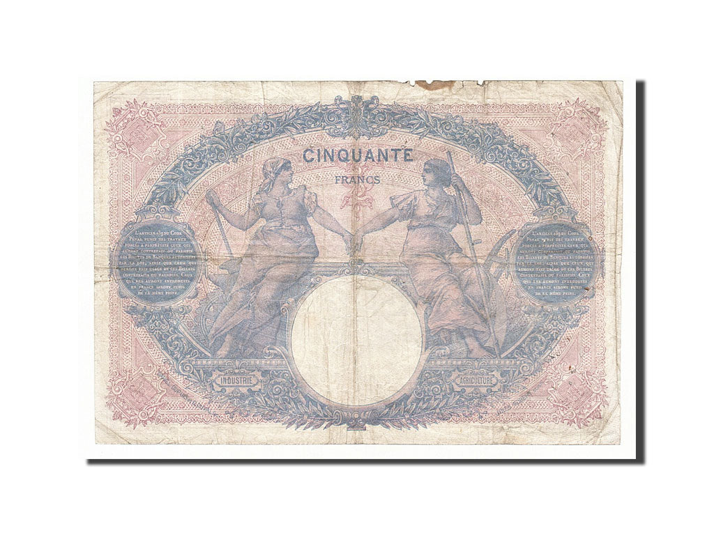 France, 50 Francs, 50 F 1889-1927 ''Bleu et Rose'', 1916, KM #64e, 1916-12-23,..