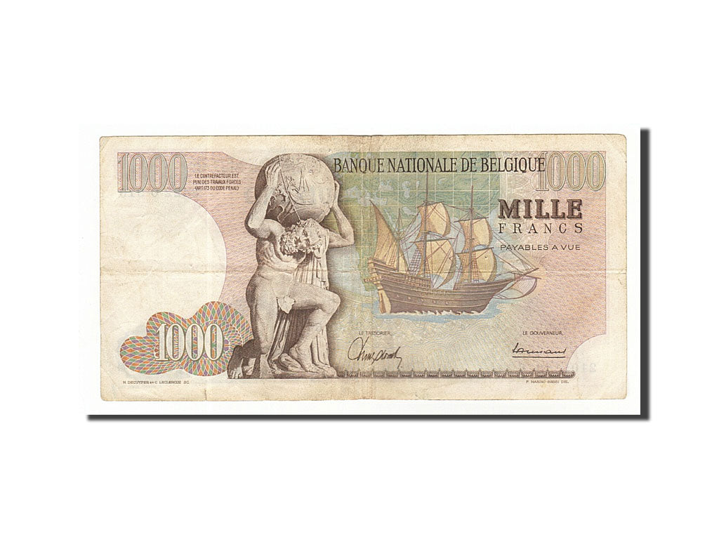 Belgium, 1000 Francs, 1967, KM #136a, 1967-01-05, EF(40-45), 8422O916