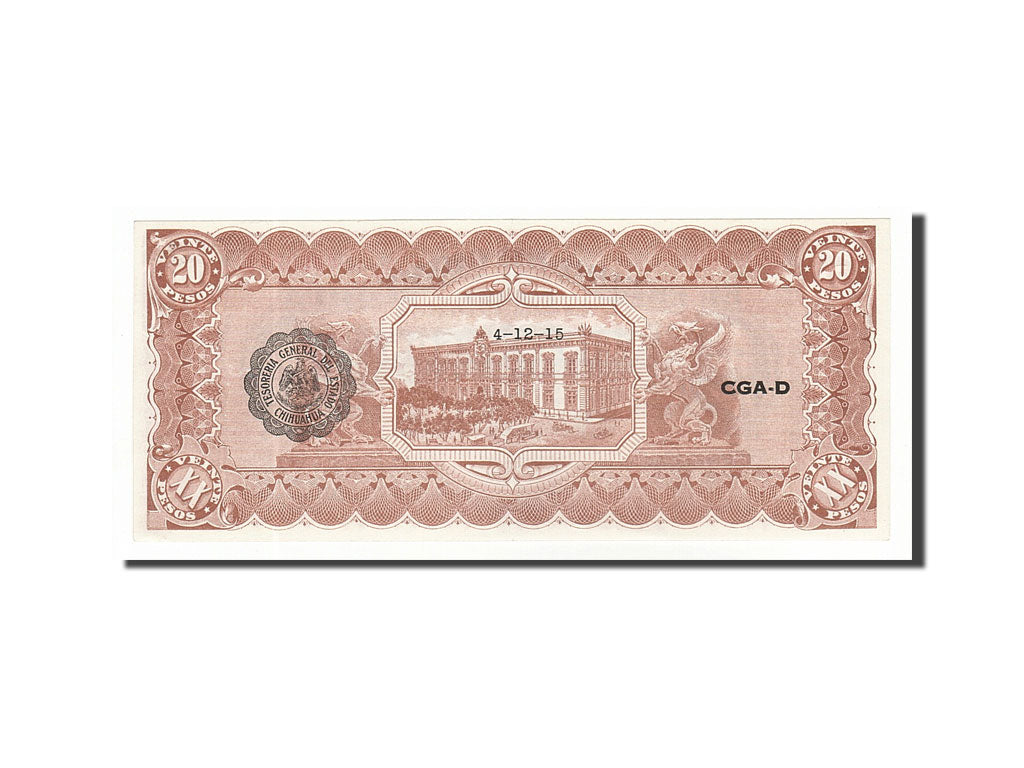 Banknote, Mexico - Revolutionary, 20 Pesos, 1915, 1915-04-12, UNC(63)