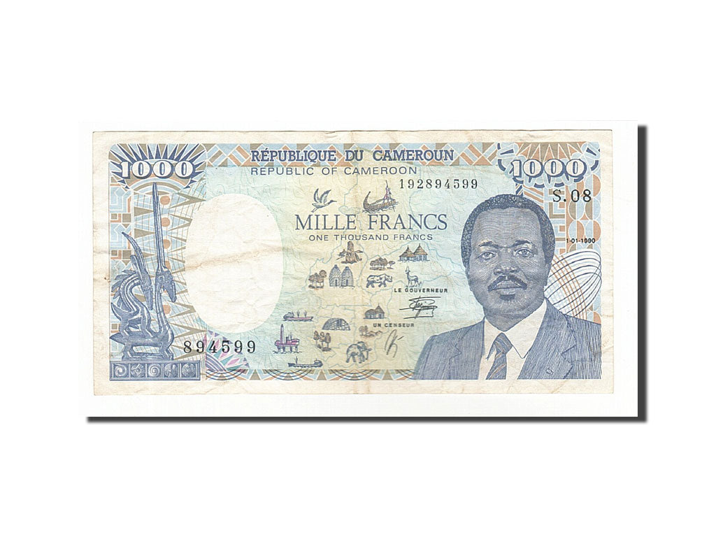Cameroun, 1000 Francs, 1990, KM #26b, 1990-01-01, EF(40-45), S.08