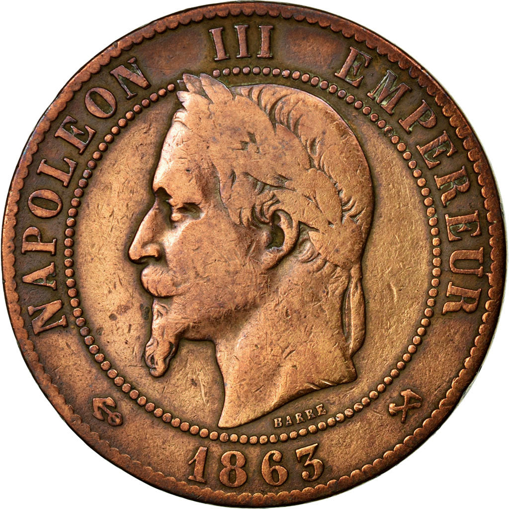Monnaie, France, Napoleon III, Napoléon III, 10 Centimes, 1863, Bordeaux, TB