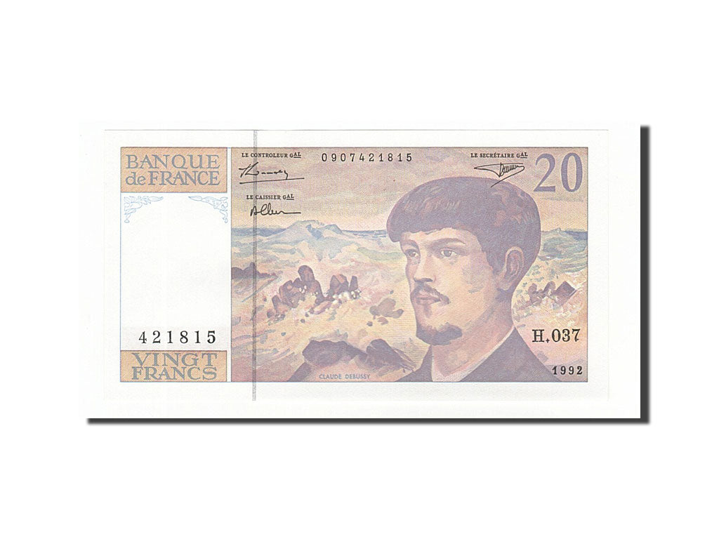 Biljet, Frankrijk, 20 Francs, 20 F 1980-1997 ''Debussy'', 1992, NIEUW