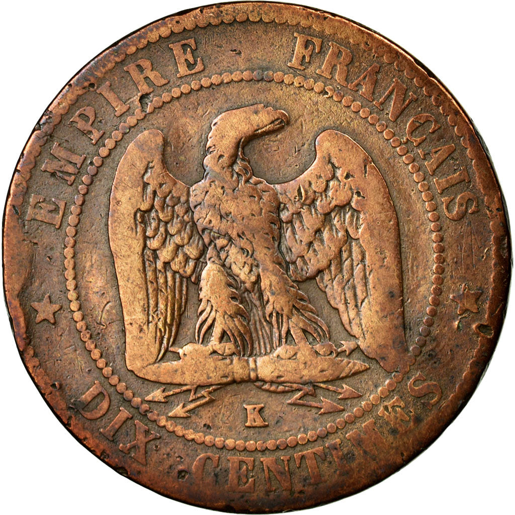 Moneta, Francia, Napoleon III, Napoléon III, 10 Centimes, 1864, Bordeaux, B