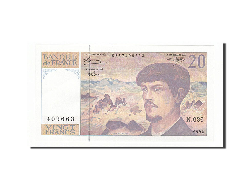 Banknote, France, 20 Francs, 20 F 1980-1997 ''Debussy'', 1992, UNC(65-70)