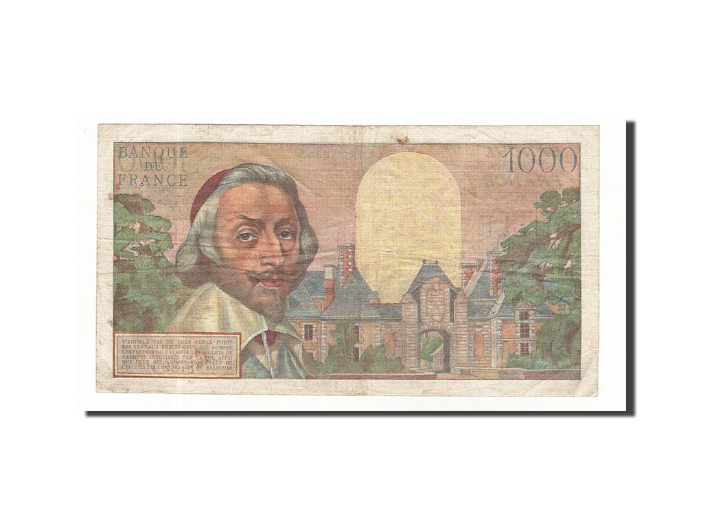 Francia, 1000 Francs, 1 000 F 1953-1957 ''Richelieu'', 1956, KM:134a, 1956-12...