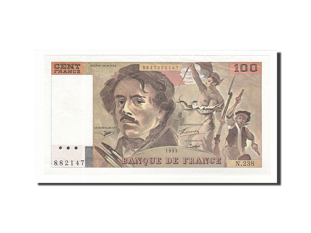 France, 100 Francs, 100 F 1978-1995 ''Delacroix'', 1993, KM #154g, EF(40-45),...