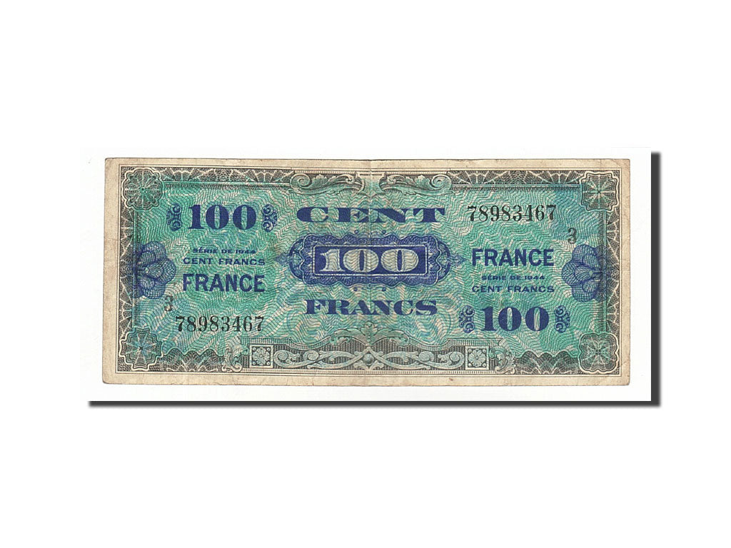 France, 100 Francs, 1945 Verso France, 1945, KM #123c, 1945-06-04, VF(20-25),...