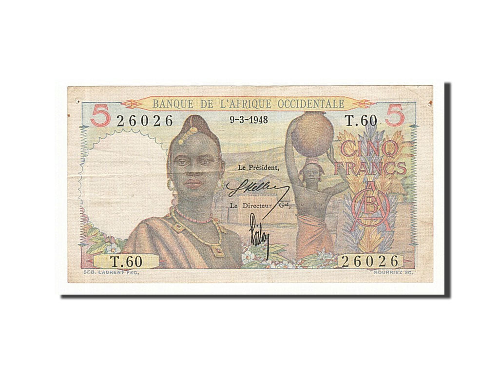 French West Africa 5 Francs 1948 KM:36 1948-03-09 EF(40-45) T.60