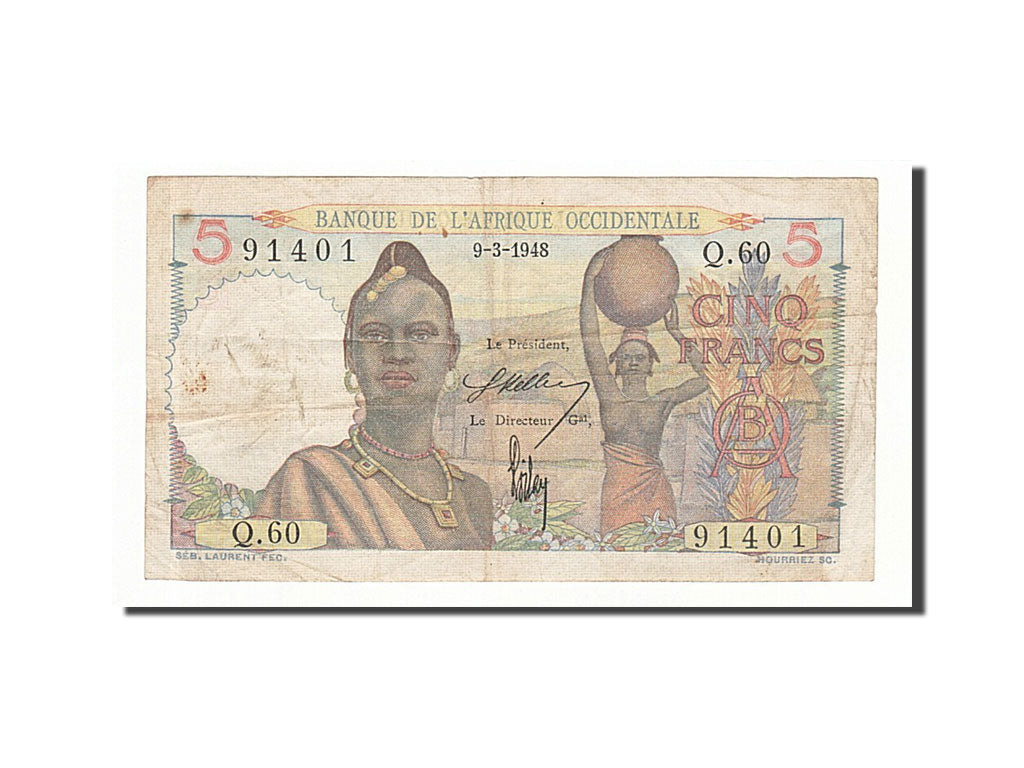 French West Africa 5 Francs 1948 KM:36 1948-03-09 VF(20-25) Q.60