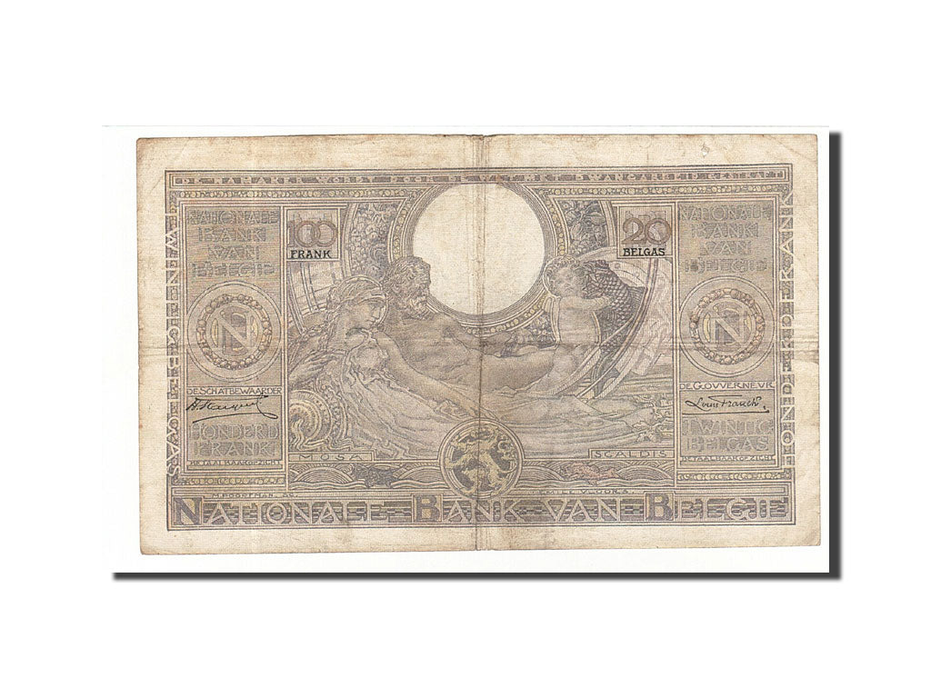 Banknote, Belgium, 100 Francs-20 Belgas, 1935, 1935-12-12, KM:107, VF(20-25)