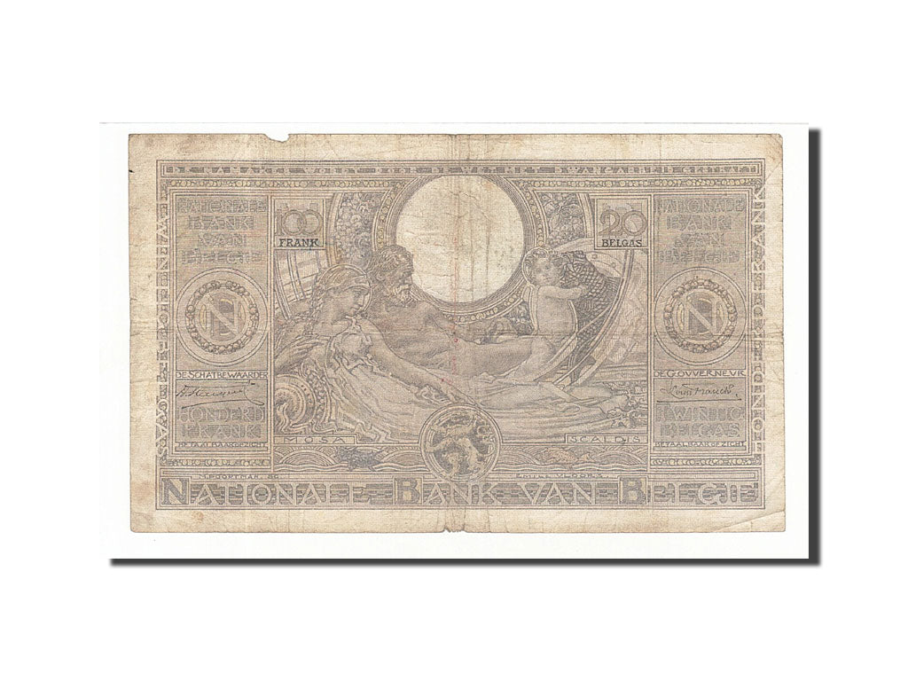 Billete, 100 Francs-20 Belgas, 1935, Bélgica, KM:107, 1935-12-02, BC