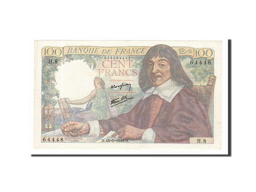 Geldschein, Frankreich, 100 Francs, 1942, 1942-05-15, SS, Fayette:27.1, KM:101a