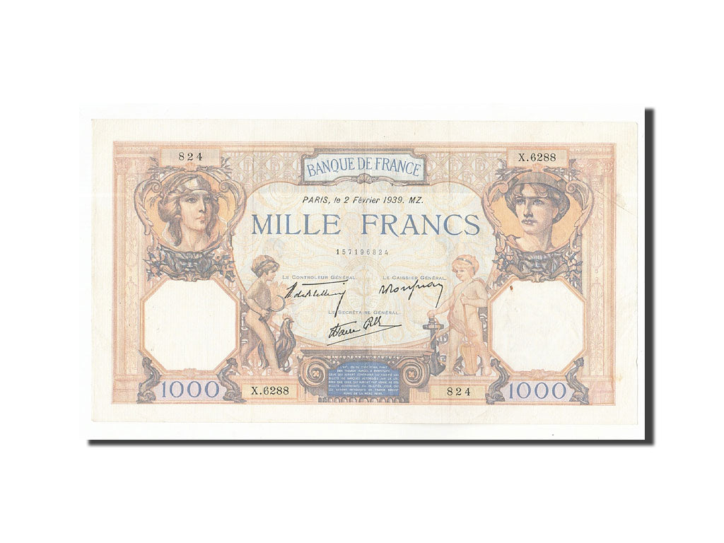 FRANCE, 1000 Francs, 1939, KM:90c, 1939-02-02, EF(40-45), X.6288, Fayette:38.34