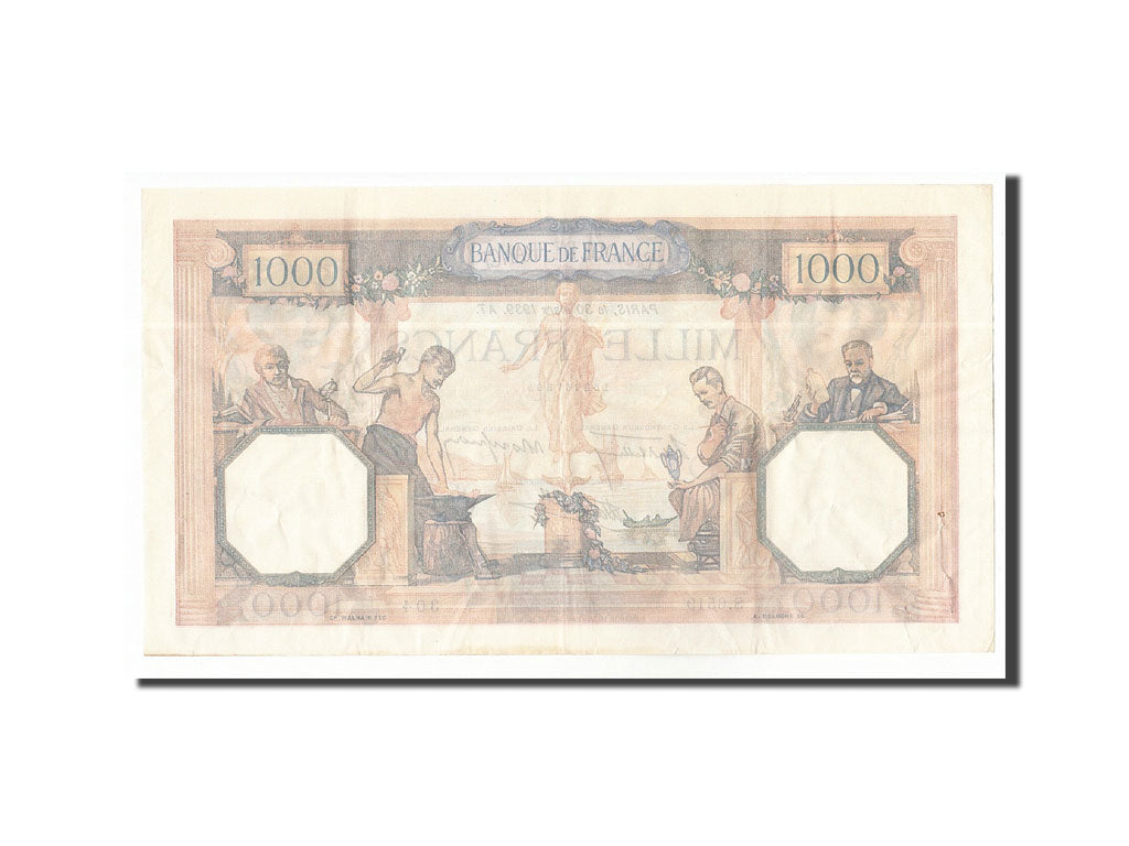 Banconote, Francia, 1000 Francs, 1939, 1939-03-30, BB+, Fayette:38.35, KM:90c