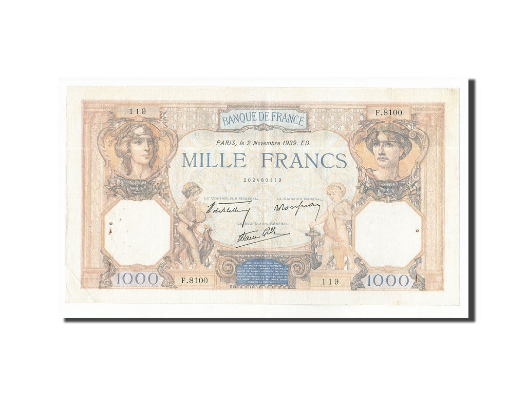 Billet, France, 1000 Francs, 1939, 1939-11-02, TTB, Fayette:38.38, KM:90c