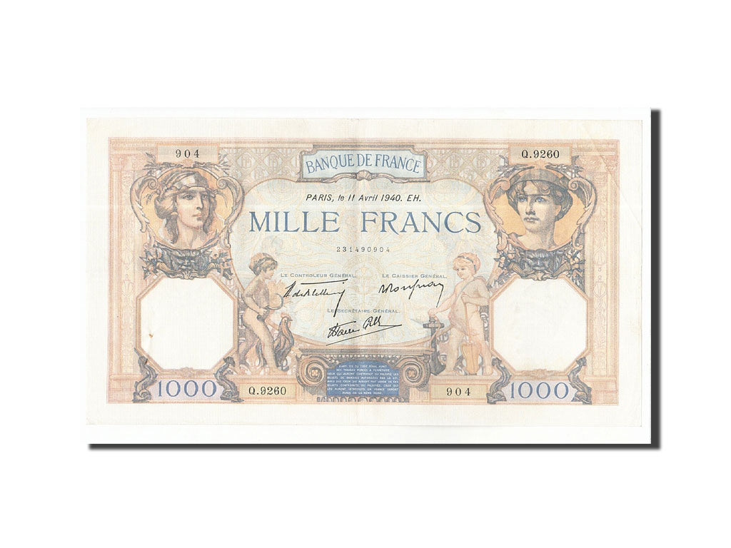Banknote, France, 1000 Francs, 1940, 1940-04-11, AU(50-53), Fayette:38.45