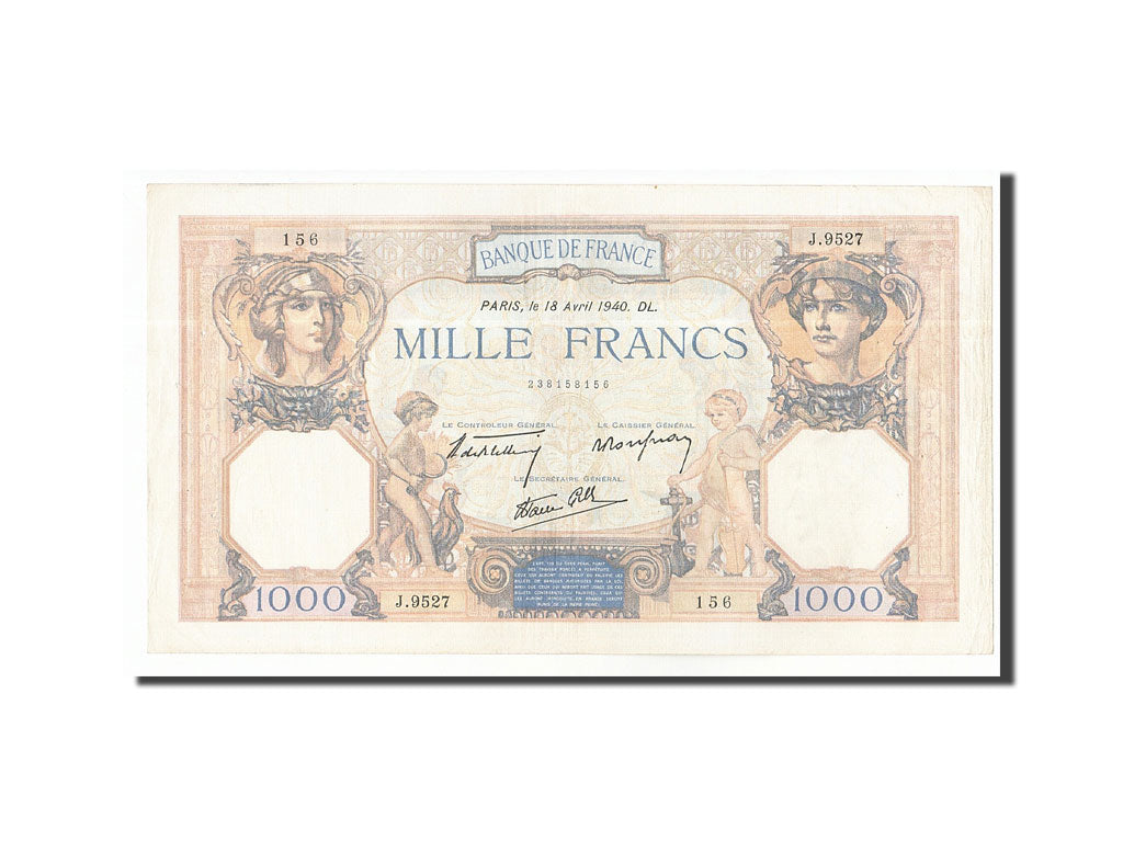 Banknote, France, 1000 Francs, 1940, 1940-04-18, AU(50-53), Fayette:38.46