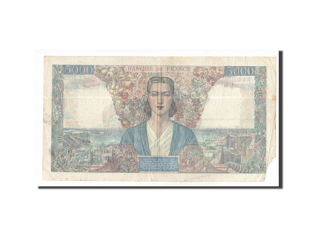 FRANCE, 5000 Francs, 1945, KM:103c, 1945-09-06, VF(20-25), T.1093, Fayette:47.42