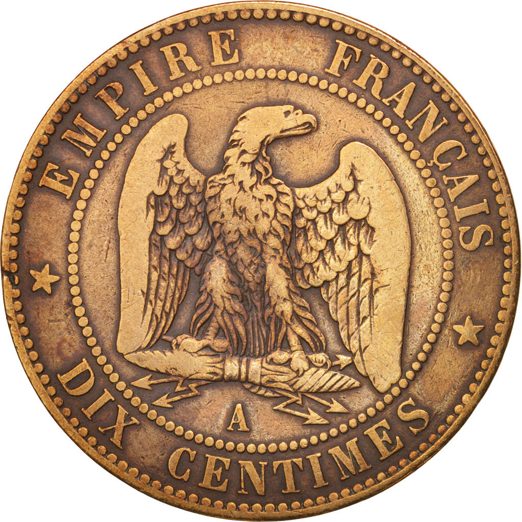 France, Napoleon III, 10 Centimes, 1855, Paris, TB, Bronze, KM 771.1, Gadoury248