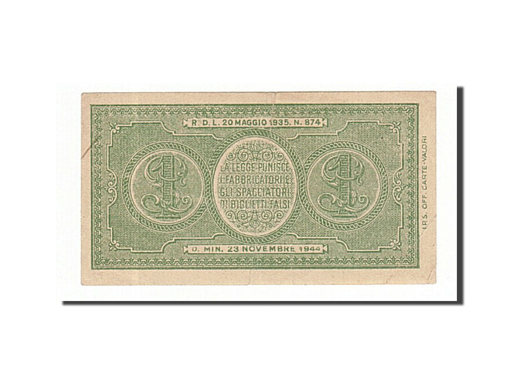 Italy, 1 Lira, 1944, KM:29a, 1944-11-23, TTB, 203 047575