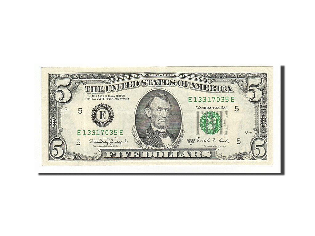 United States, Five Dollars, 1988, KM:3860, Undated, AU(55-58), E13317035E
