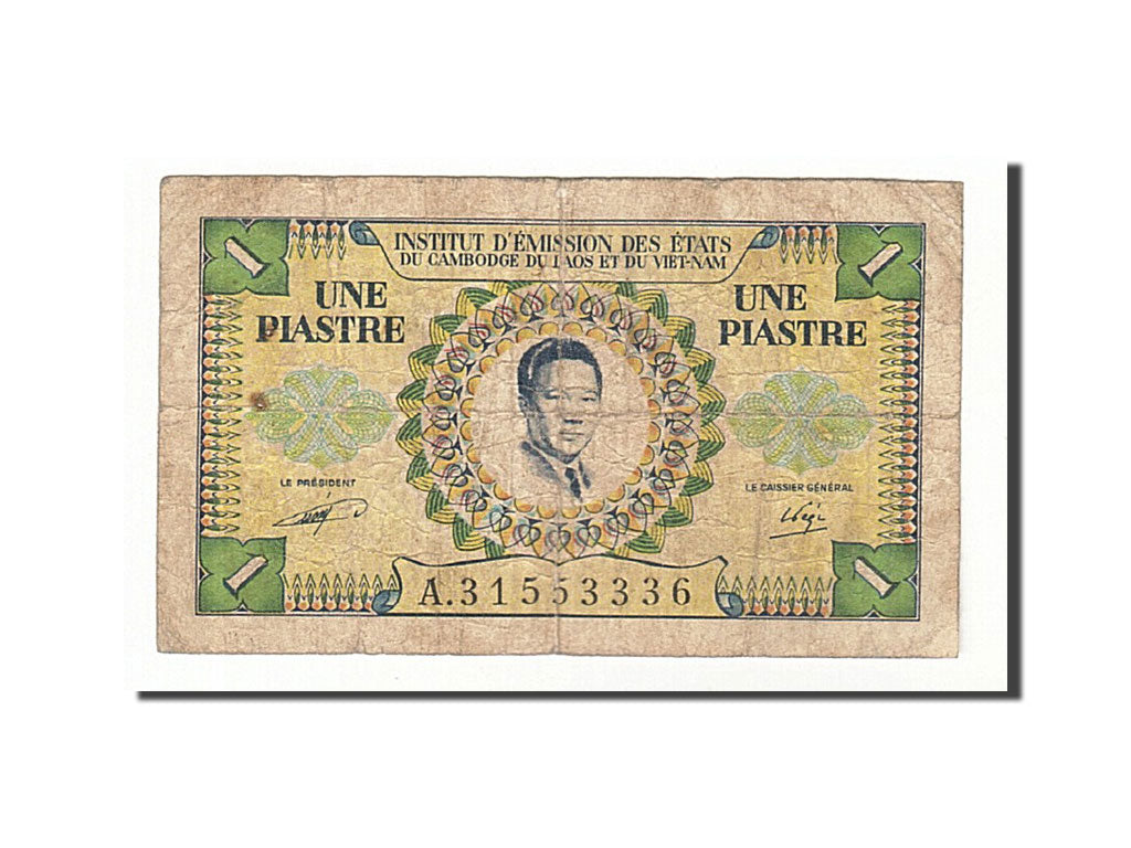 FRENCH INDO-CHINA, 1 Piastre = 1 Dong, 1953, Undated, KM:104, F(12-15)