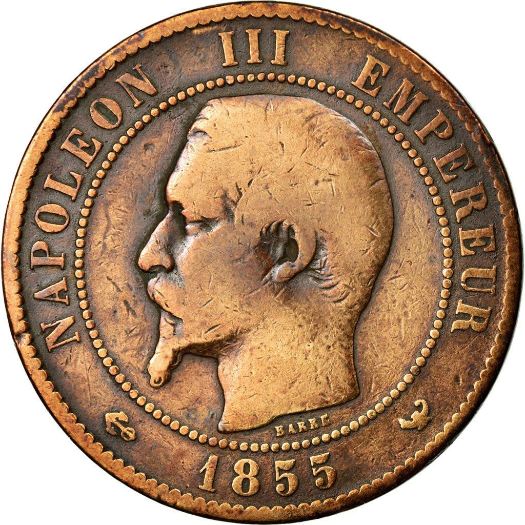 Moneda, Francia, Napoleon III, Napoléon III, 10 Centimes, 1855, Lille, BC