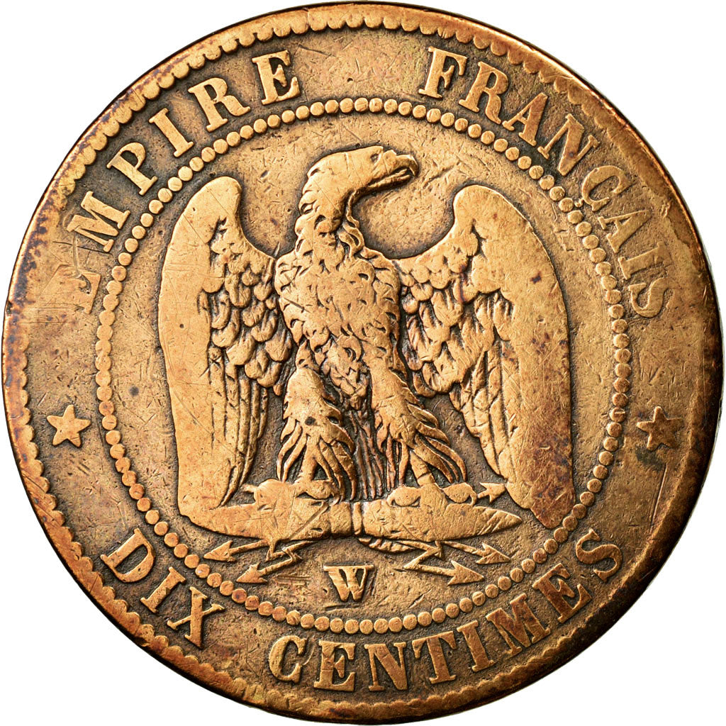 Moneda, Francia, Napoleon III, Napoléon III, 10 Centimes, 1855, Lille, BC