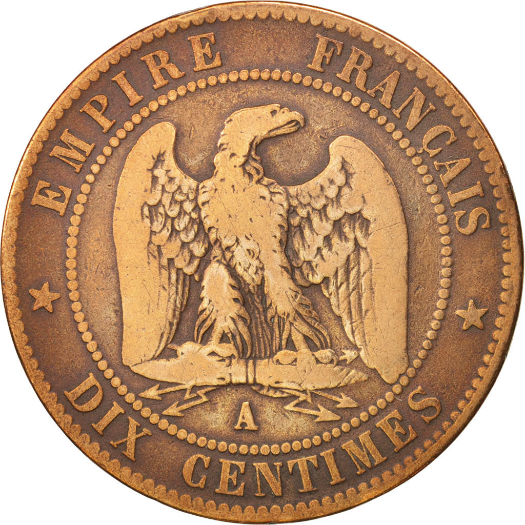 France, Napoleon III, 10 Centimes, 1856, Paris, VF(20-25), Bronze, KM 771.1