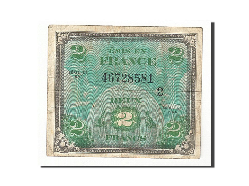 France, 2 Francs, 1944, KM:114b, 1944-06-06, TB