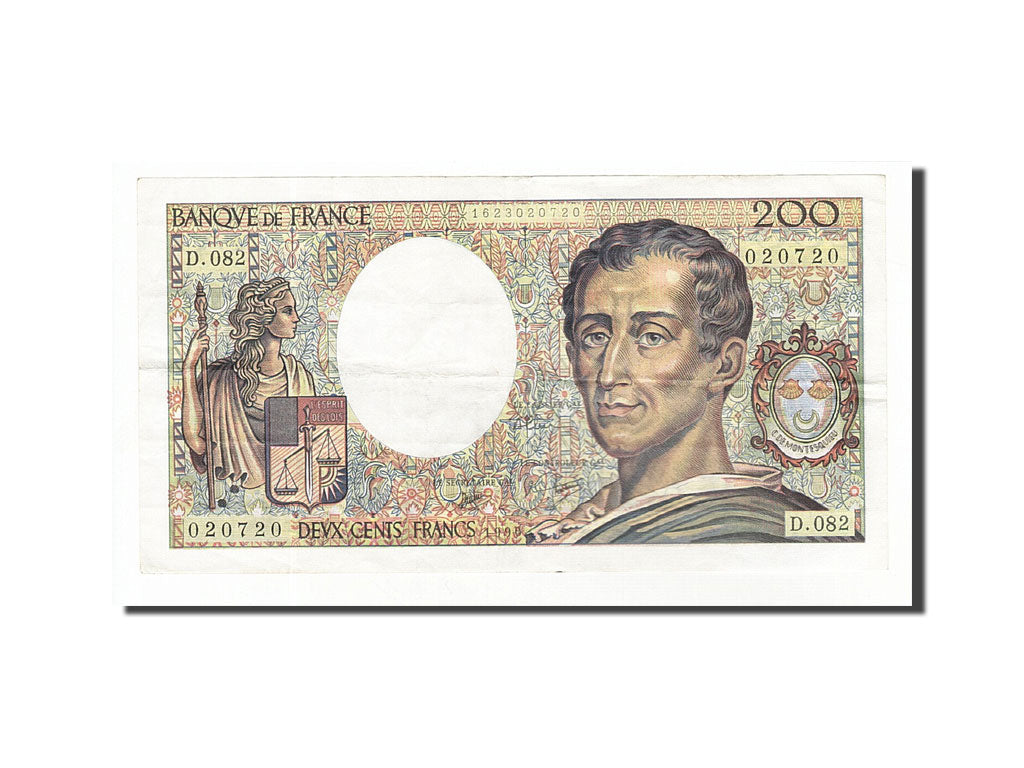 France, 200 Francs, 1990, KM:155d, Undated, EF(40-45), Fayette:70.10a)