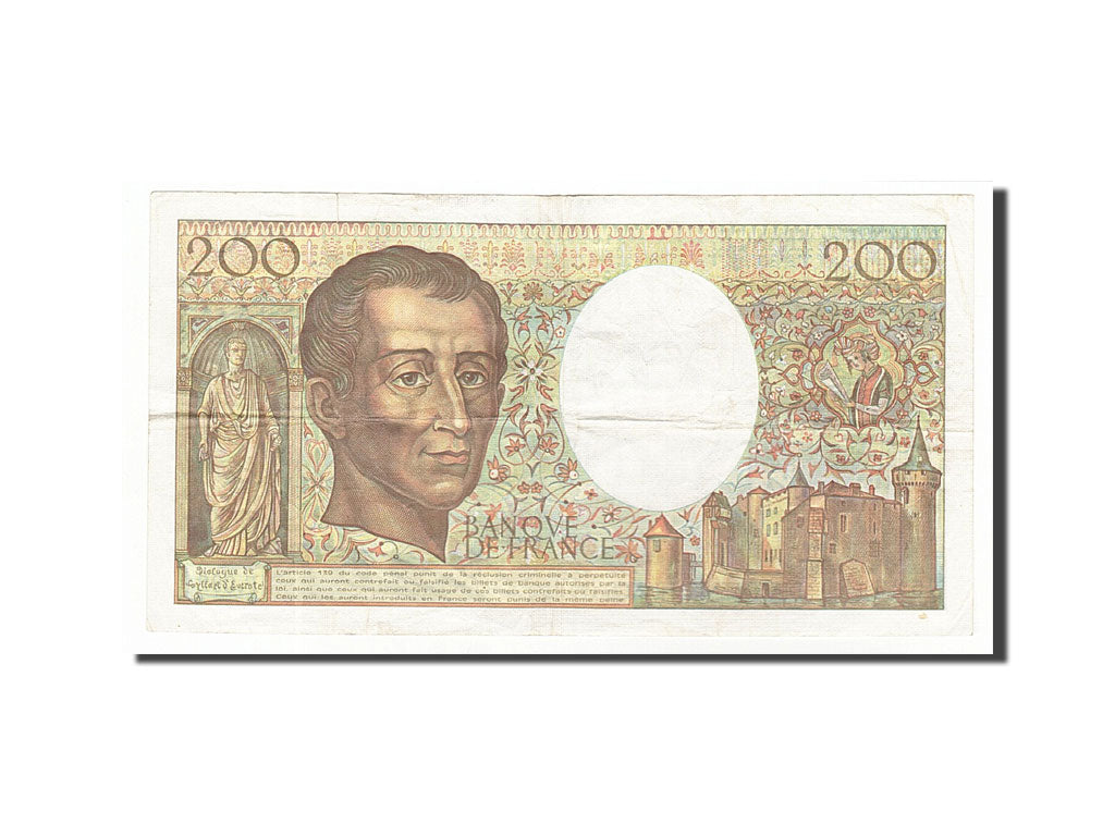 France, 200 Francs, 1991, KM:155d, Undated, VF(30-35), Fayette:70.11