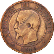 France, Napoleon III, 10 Centimes, 1856, Strasbourg, F(12-15), KM 771.3