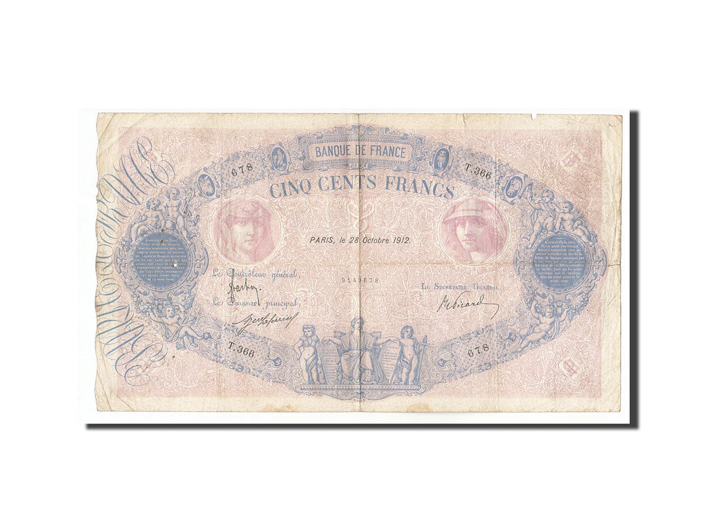 Banconote, Francia, 500 Francs, 1912, 1912-10-28, B+, Fayette:30.20, KM:66g