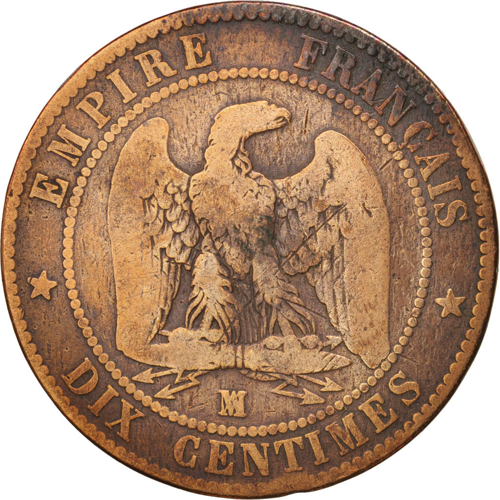 France, Napoleon III, 10 Centimes, 1856,Marseille, B+,Bronze,KM 771.6,Gadoury248