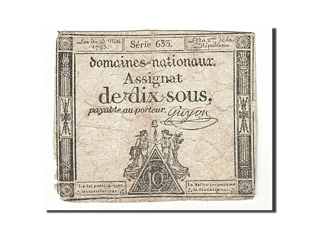 France, 10 Sous, 1793, KM:A68b, 1793-05-23, B+, Lafaurie:165