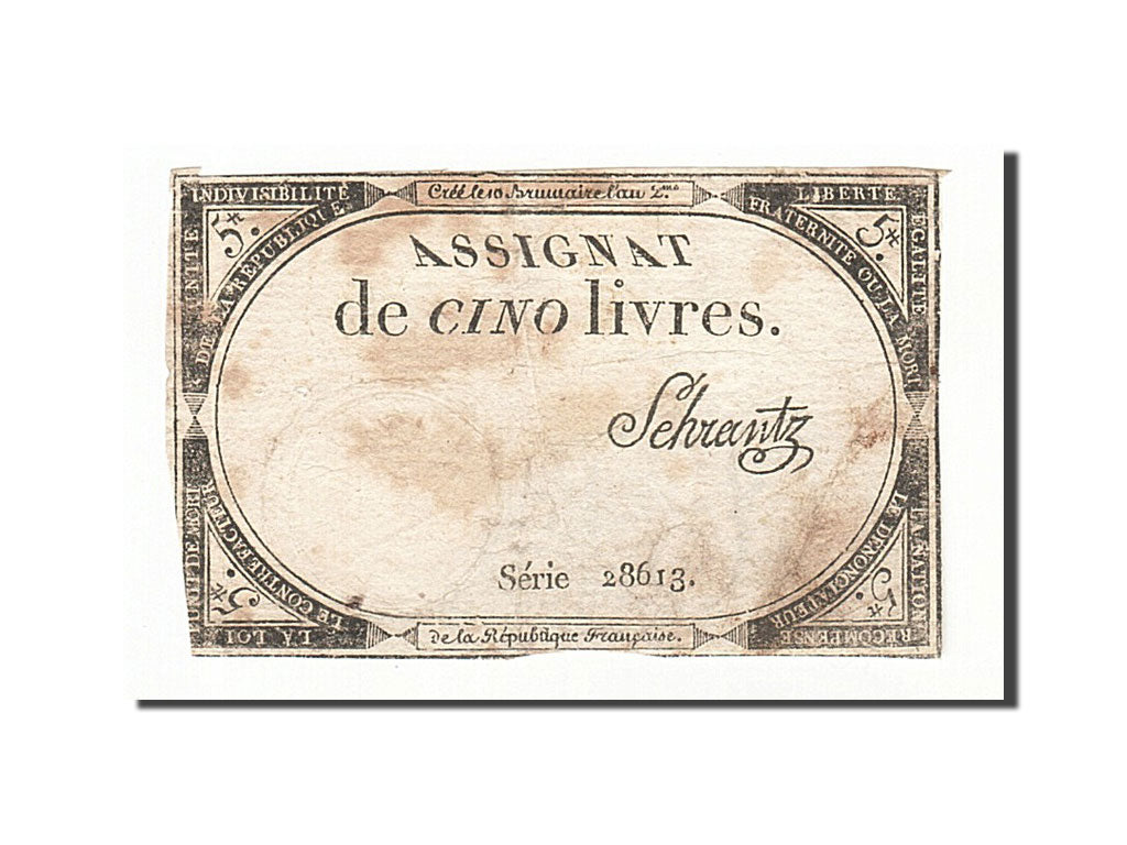 Frankreich, 5 Livres, 1793, KM:A76, 1793-10-31, F(12-15), Lafaurie:171