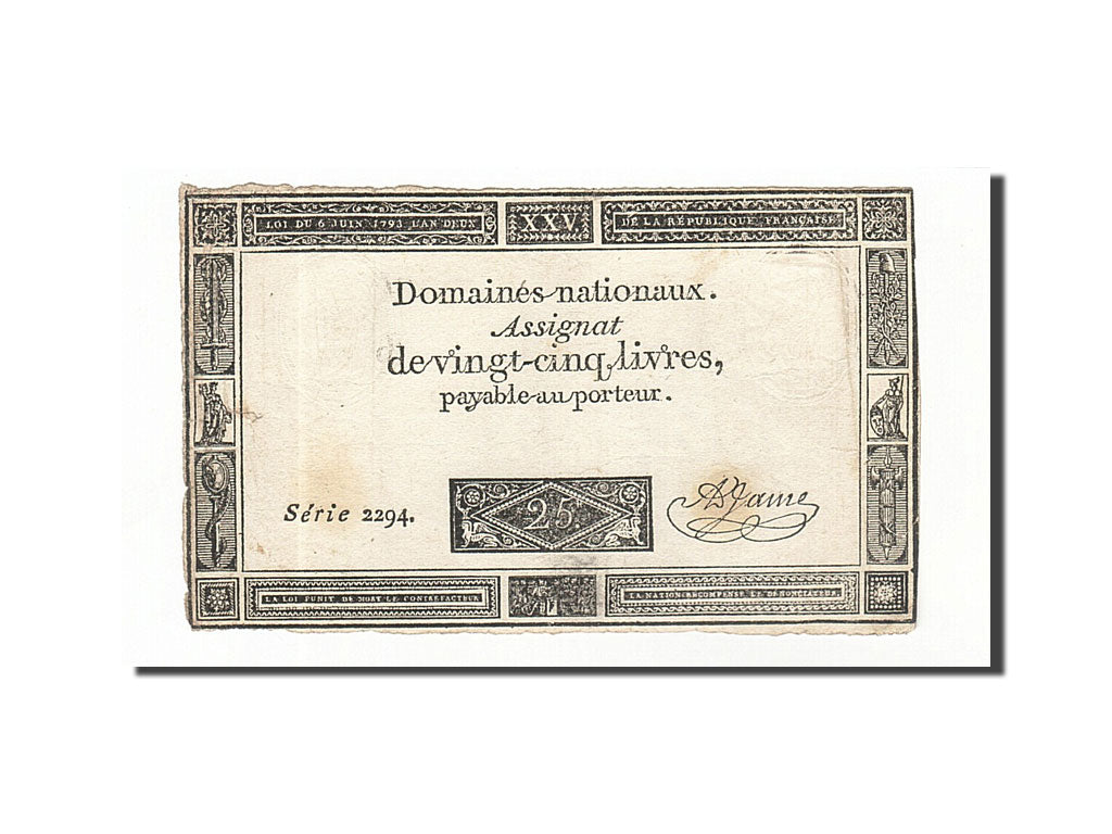France, 25 Livres, 1793, KM:A71, 1793-06-06, B+, Lafaurie:168
