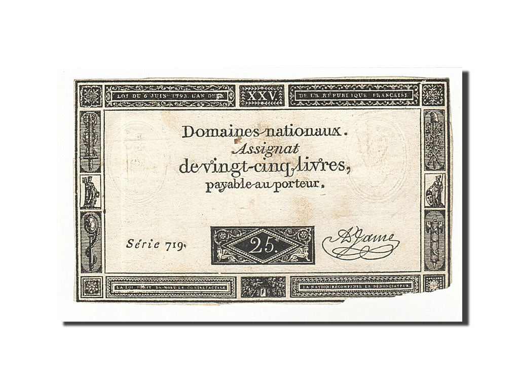 Banknote, France, 25 Livres, 1793, 1793-06-06, F(12-15), KM:A71, Lafaurie:168