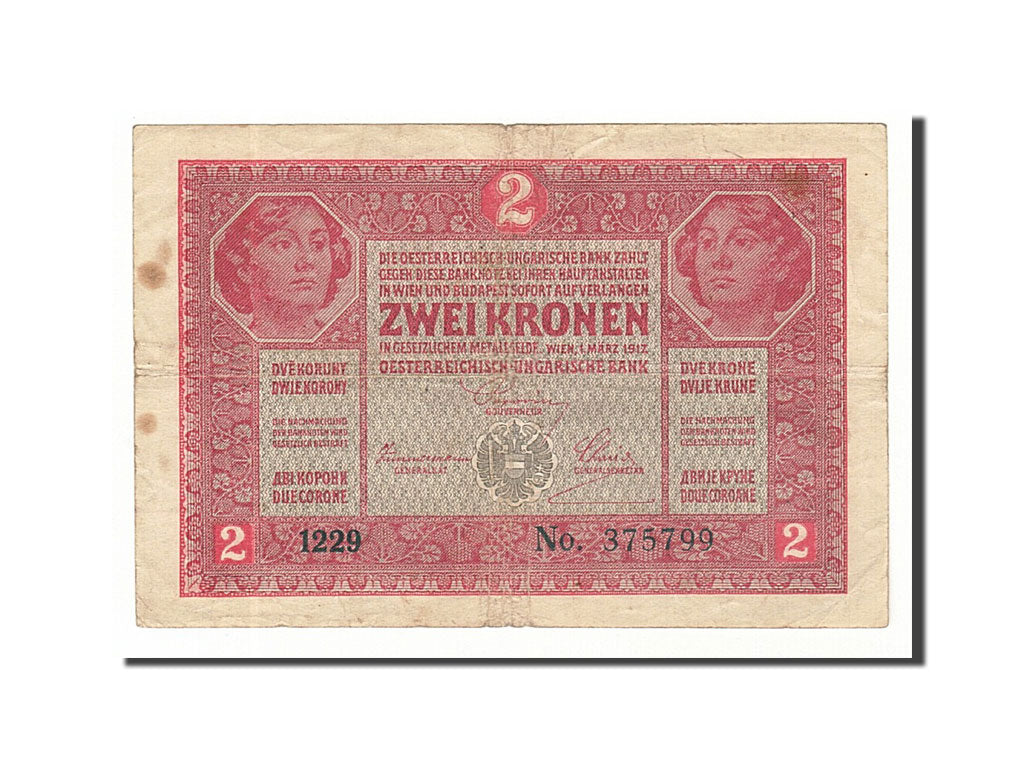 Austria, 2 Kronen, 1917, 1917-03-01, KM:21, VF(30-35)