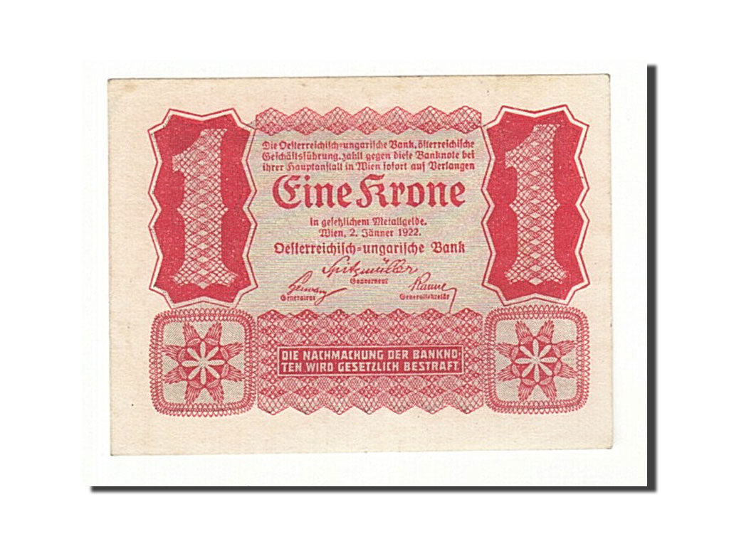 Banknote, Austria, 1 Krone, 1922, 1922-01-02, KM:73, UNC(63)