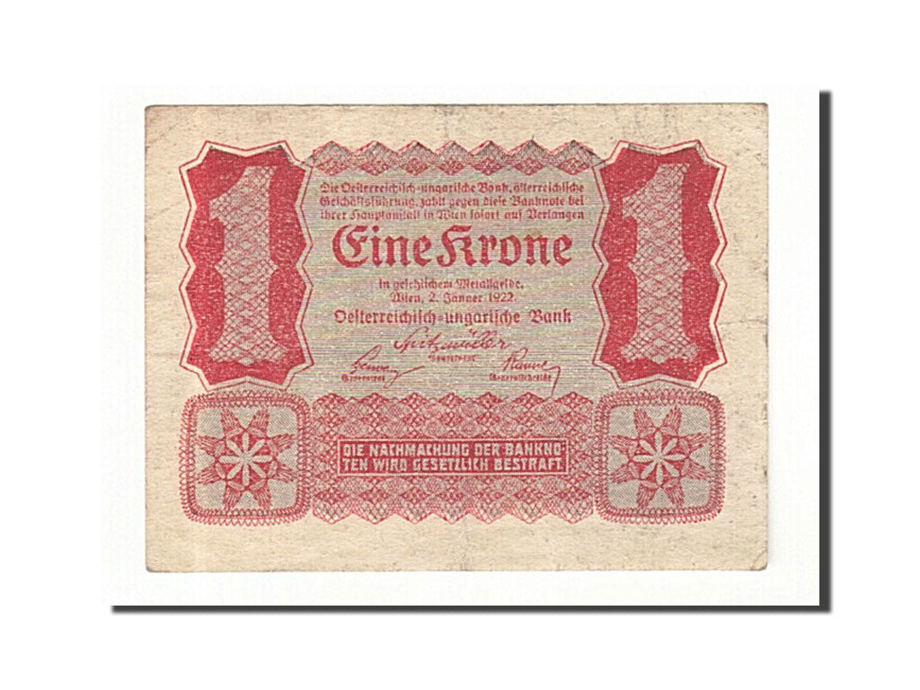 Banknote, Austria, 1 Krone, 1922, 1922-01-02, KM:73, EF(40-45)
