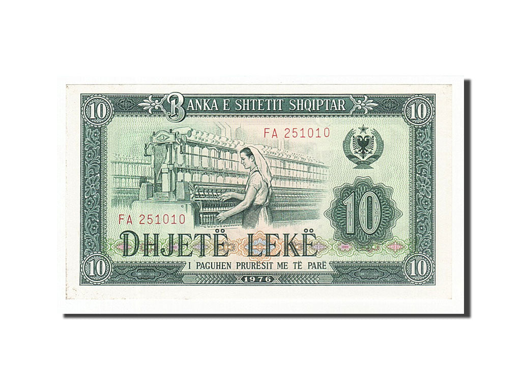 Albania, 10 Lekë, 1976, KM:43a, 1976, UNC(65-70)
